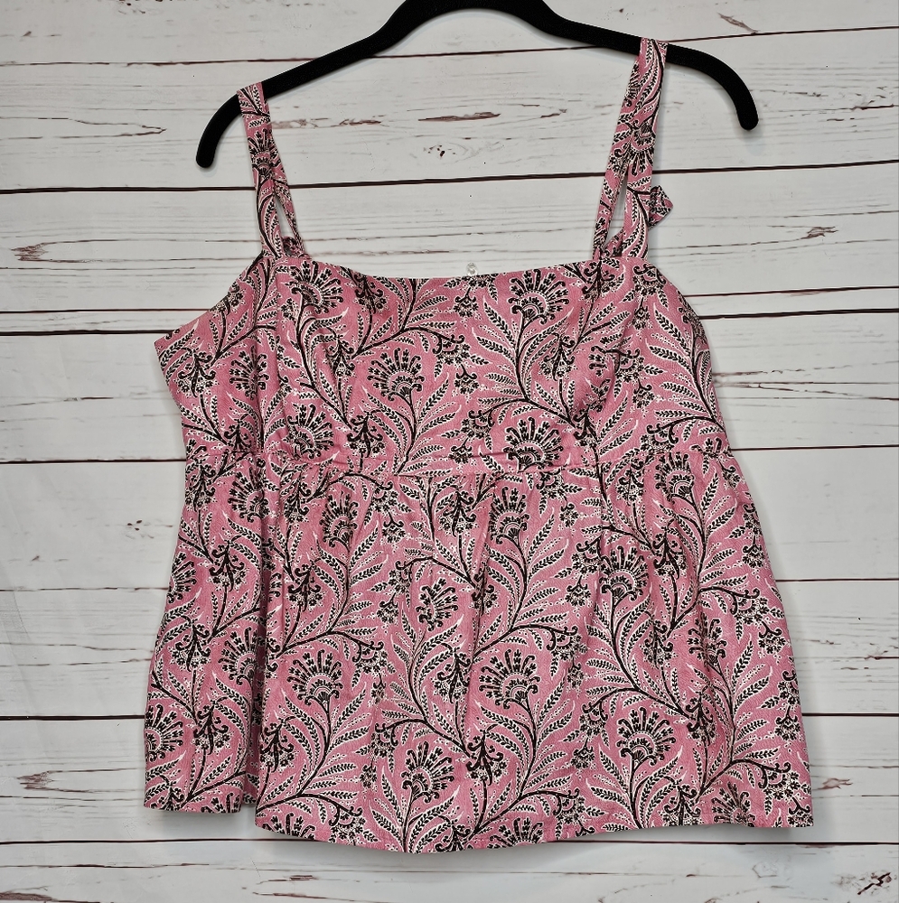 J. Crew Collection Ratti Coral Vines Tie Strap Top